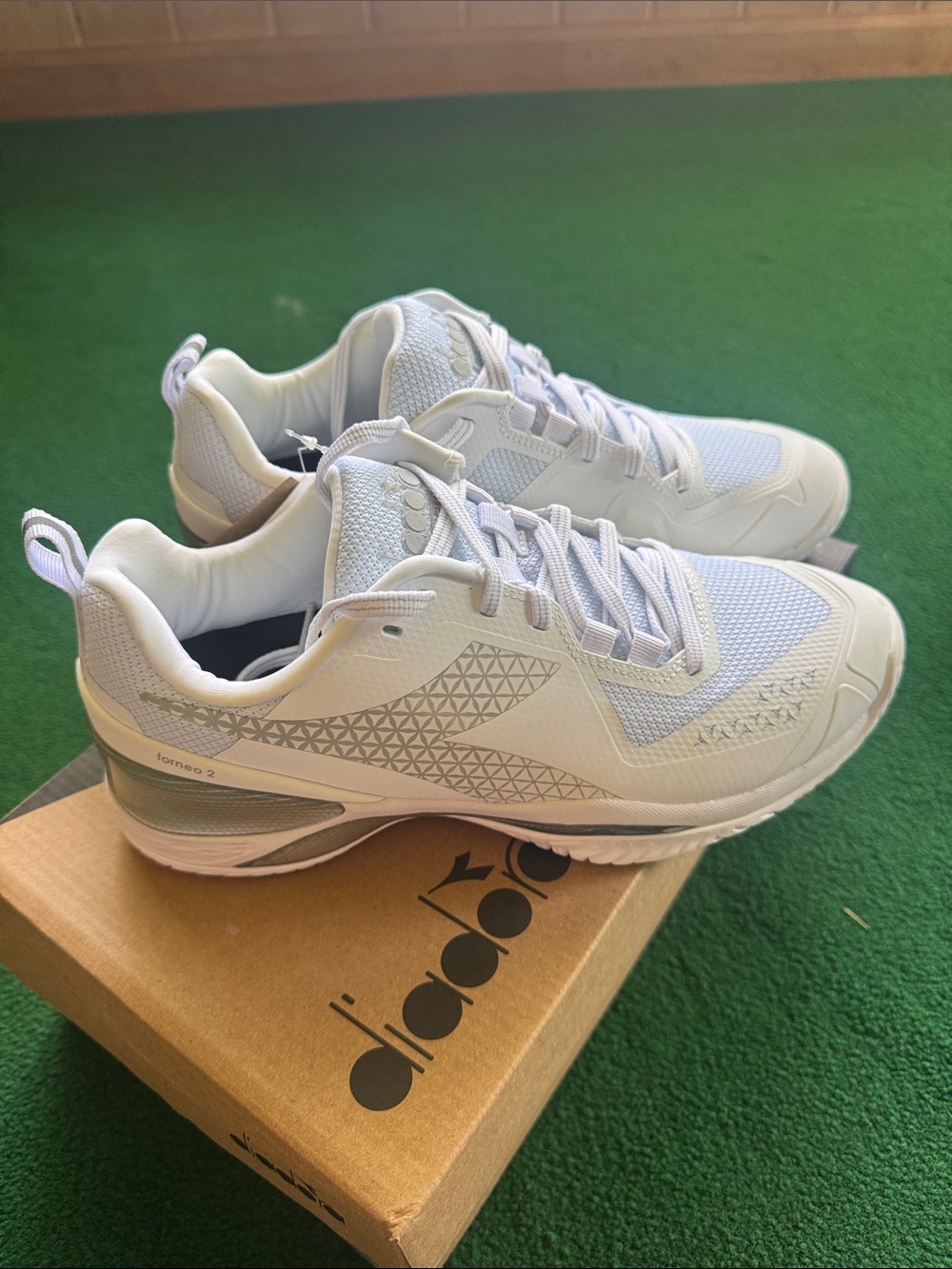 Diadora Women's White Athletic Sneakers with Light Gray Accents